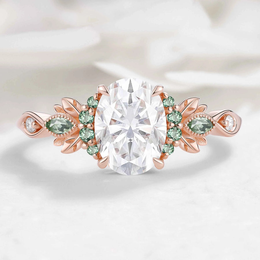Nature-Inspired Leaf Moissanite Engagement Ring - Liora