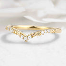 Nature-Inspired Leaf Contour V-Shaped Wedding Band