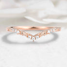 Nature-Inspired Leaf Contour V-Shaped Wedding Band