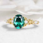 Oval Cut Musical Note Emerald Engagement Ring - Melody Ring