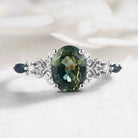Verdant Court Vintage Oval Cut Natural Green Sapphire Engagement Ring