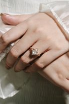 Rose gold coffin cut moissanite engagement ring, unique leaf design