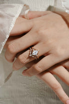 Oval Cut 1ct Lab-Diamond Leaf Engagement Ring Bridal Set 2pcs For Caleb