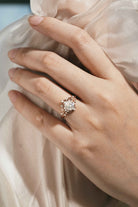 Leaf Inspired Pear Cut Moissanite Engagement Ring – Customized with Ruby Accent Stones