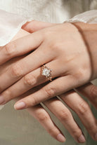 Leaf Inspired Pear Cut Moissanite Engagement Ring – Customized with Ruby Accent Stones