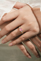 Romantic Heart-Cut Padparadscha Engagement Ring on Hand