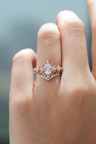 Signature Vintage Oval Cut 1.0ct Lab Diamond Engagement Bridal Set Rings
