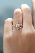 Signature Vintage Oval Cut Moissanite Engagement Bridal Set Rings