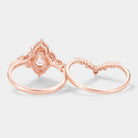 Rose gold leaf engagement ring and curved wedding band set, Lahela Jewelry