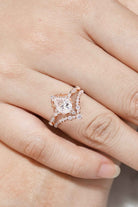 Vintage Pear Shaped Moissanite Engagement Ring Bridal Set 2pcs