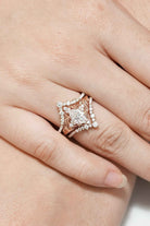 Nature Inspired Leaf Pear Cut Engagement Ring Set 3pcs