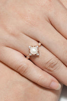 Vintage Akoya Pearl Engagement Ring Rose Gold Moissanite Cluster