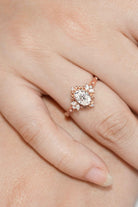 Art Deco Vintage Oval Moissanite Engagement Ring Rose Gold Promise Rings