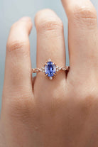 Classic Oval Cut Lab Blue Sapphire Engagement Ring