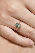 Unique Oval Cut Green Sapphire Engagement Ring In Rose Gold