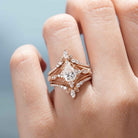 Nature Inspired Moissanite Engagement Ring Leaf Enhancer Wedding Band