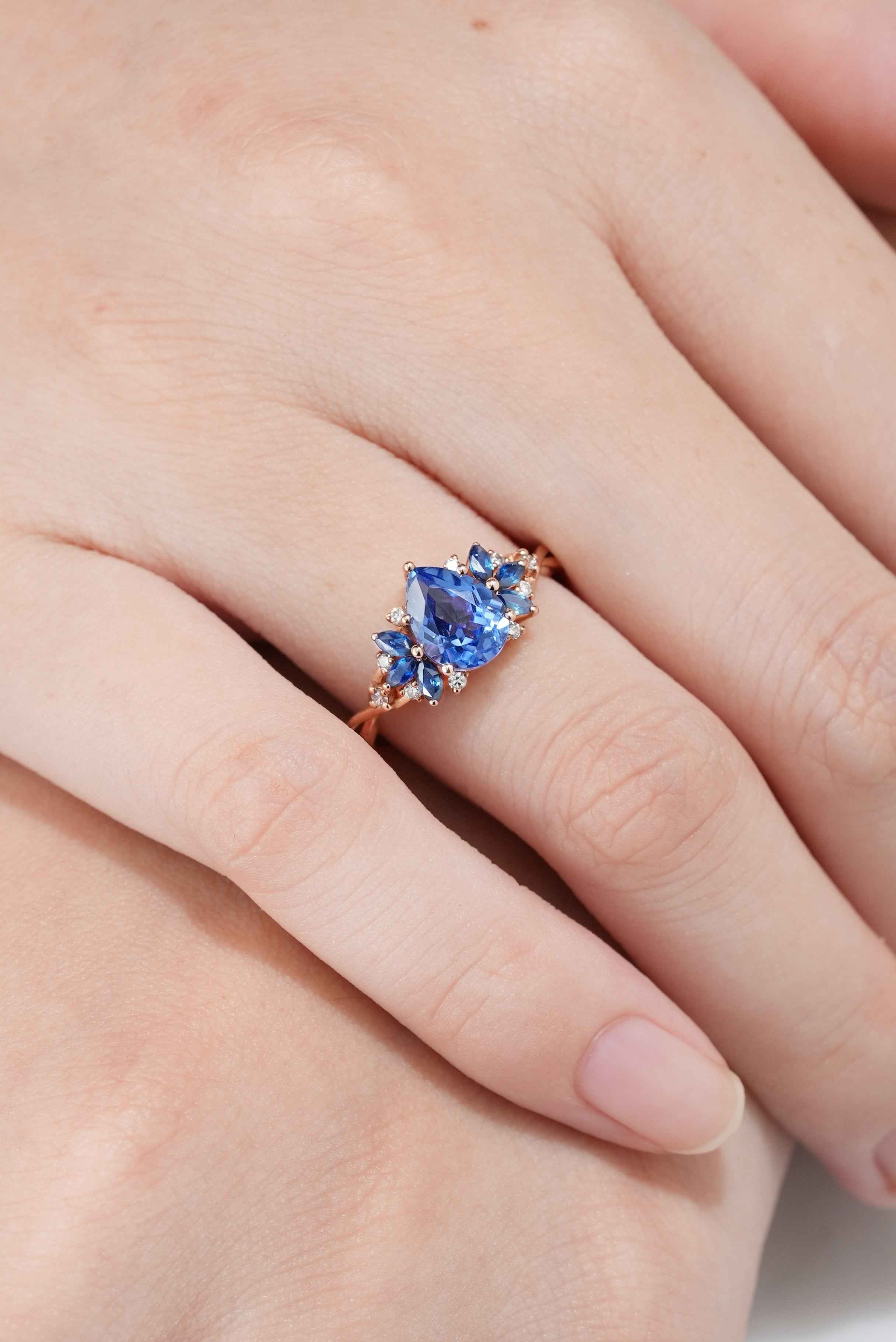 Unique Pear Shaped Sapphire Engagement Ring