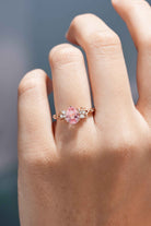 Natural Inspired Leaf Ring Pear Cut Pink Sapphire Engagement Ring