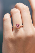 Unique Heart Shaped Pink Sapphire Engagement Ring Pearl Twist Ring