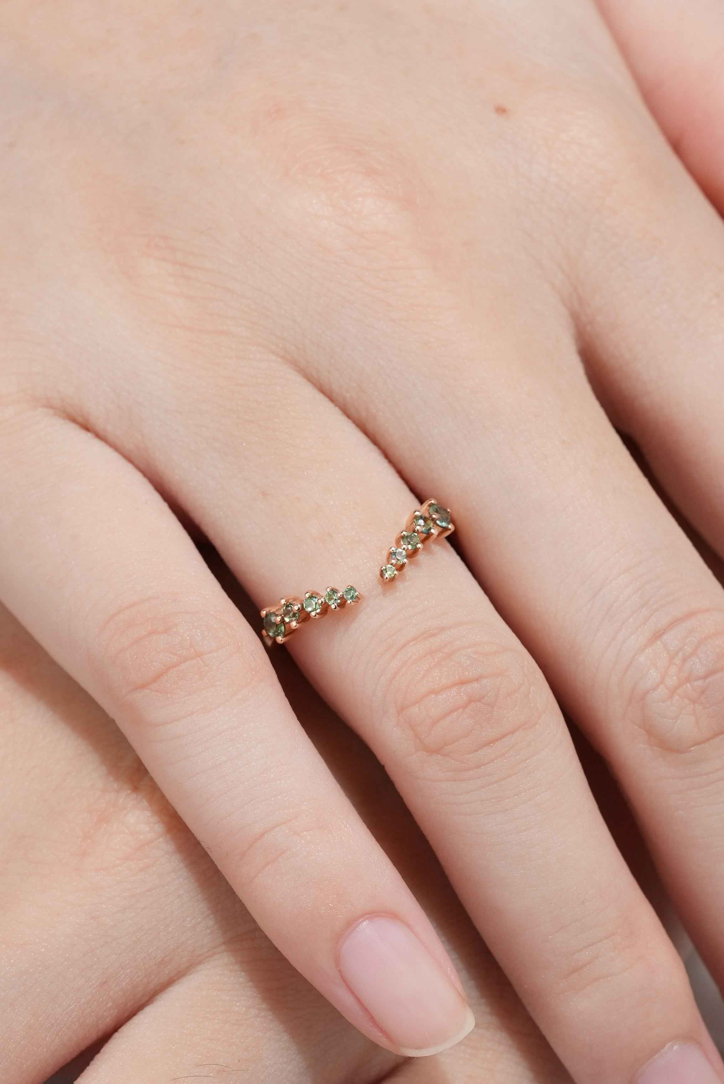 Best Seller Lab Grown Sapphire Ring Open Wedding Band