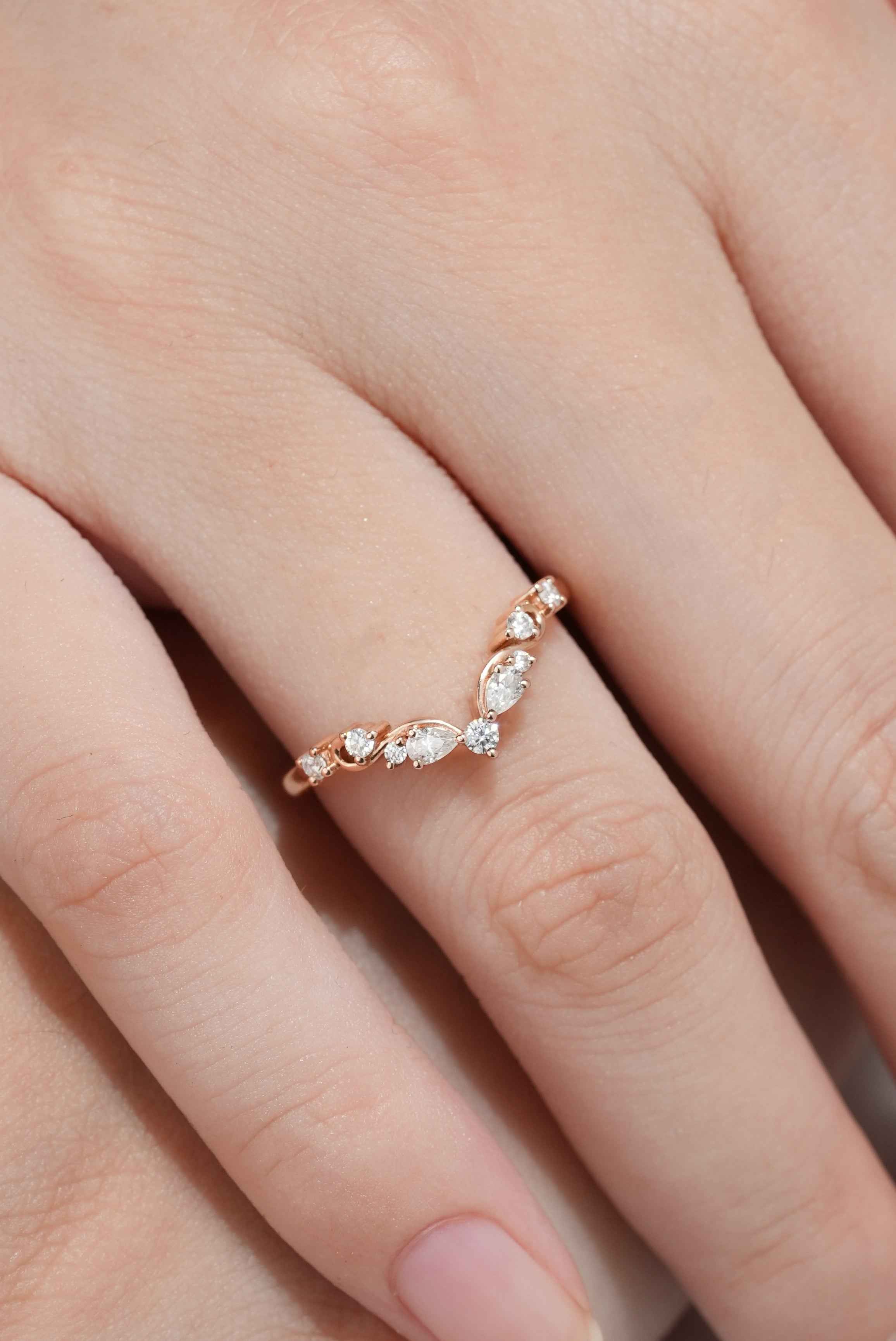 Vintage Moissanite Wedding Band Stackable Rings for Women