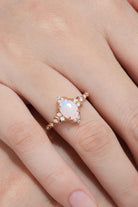 Unique Oval Opal Engagement Ring Moon Ring Rose Gold