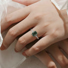 Signautre Vintage Emerald Cut Moss Agate Engagement Ring