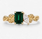 Custom Nature Inspired Leaf 2-Stone Toi et Moi Engagement Ring For Nephi