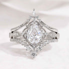 Signature Vintage Pear Cut Moissanite Engagement Ring Set 3pcs Bridal Set