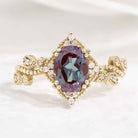 Vintage Rose Gold Alexandrite Handmade Ring Oval Cut Twisted Wedding Band