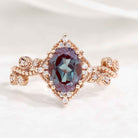 Vintage Rose Gold Alexandrite Handmade Ring Oval Cut Twisted Wedding Band