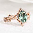 Unique Oval Cut Lab Green Sapphire Engagement Ring