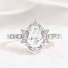 Coffin Cut Moissanite Engagement Ring Unique Moon Design Promise Wedding Ring