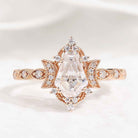 Coffin Cut Moissanite Engagement Ring Unique Moon Design Promise Wedding Ring