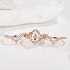 Nature Inspired Leaf Pear Cut Engagement Ring Set 3pcs