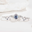 Unique Design Moon Shaped Alexandrite Engagement Ring Set 3pcs