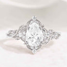 Nature Inspired Leaf Shaped Moissanite Wedding Ring