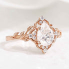 Nature Inspired Leaf Shaped Moissanite Wedding Ring