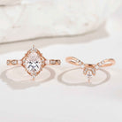 Vintage Pearl and Moissanite Engagement Ring Set Moissanite Cluster Wedding Band