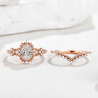 Signature Vintage Oval Cut 1.0ct Lab Diamond Engagement Bridal Set Rings