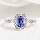 Vintage Oval Cut Lab Blue Sapphire Engagement Ring