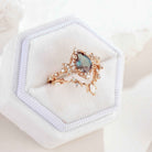 Unique Design Pear Cut Alexandrite Engagement Ring Set 2pcs