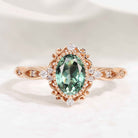 Signature Vintage Oval Cut Lab Green Sapphire Engagement Ring