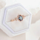 Unique Design Pear Cut Alexandrite And Moon Shaped Moissanite Wedding Ring