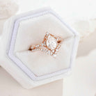 Vintage Pear Shaped Moissanite Engagement Ring Bridal Set 2pcs