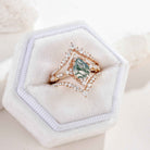 Vintage Pear Cut Moss Agate Engagement Ring Set Moissanite Wedding Bands 3pcs