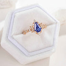 Unique Coffin Cut Lab Blue Sapphire Moon Inspired Engagement Ring