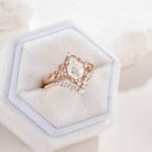 Nature Inspired Leafy Moissanite Engagement Ring Set V Shaped Curved Wedding Band