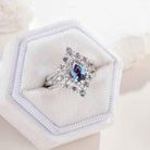 Unique Design Moon Shaped Alexandrite Engagement Ring Set 3pcs