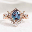 Unique Design Moissanite Wedding Ring Pear Shaped Alexandrite Engagement Ring